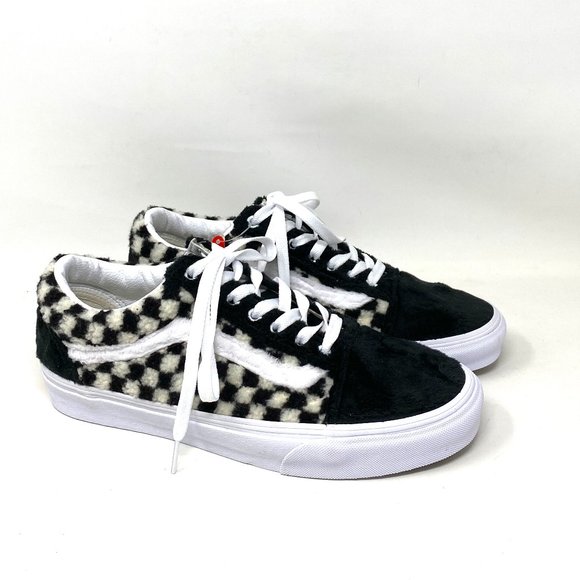 Vans Other - VANS Old Skool Shoes Mens Casual Shepra Checker Fur Black White Size VN0A5KRF95A